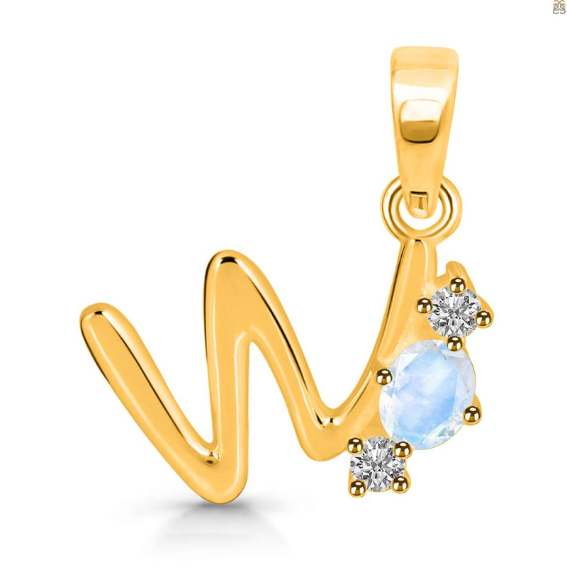 Moonstone & White Topaz Alphabet W Pendant RBM-RDA-75.