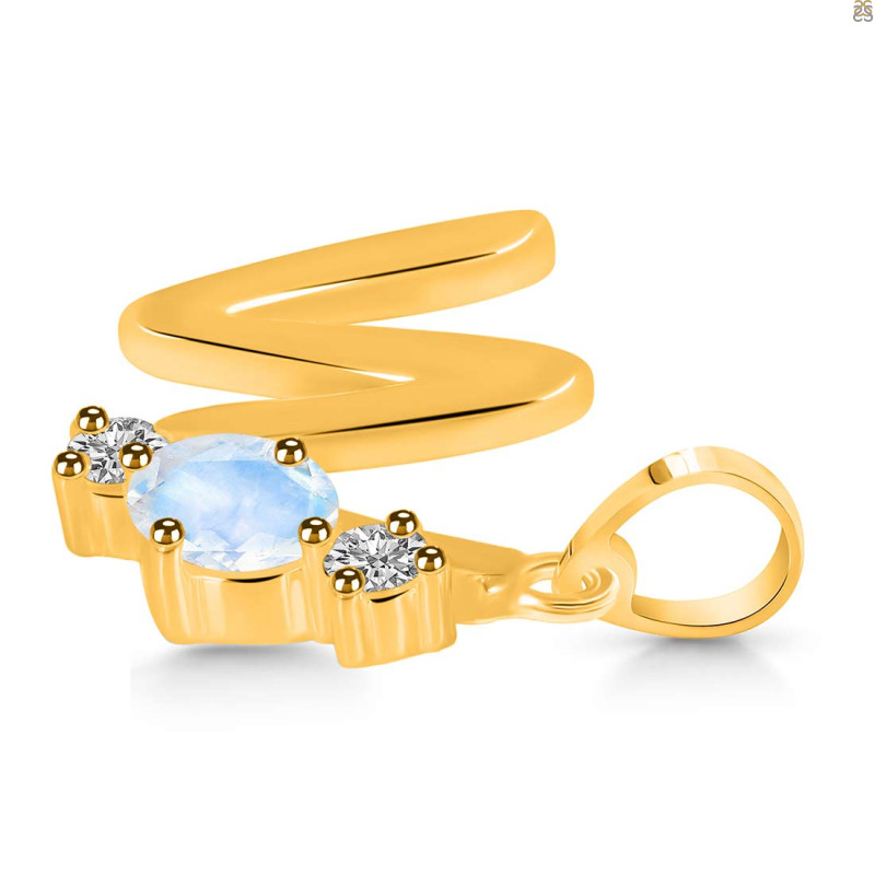 Moonstone & White Topaz Alphabet W Pendant RBM-RDA-75.