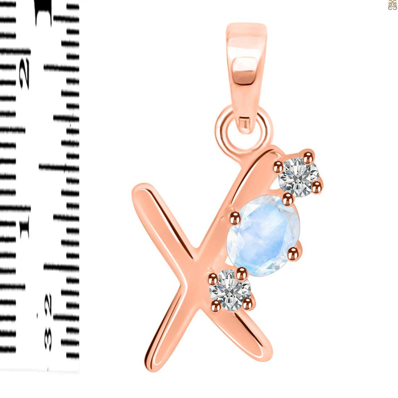 Moonstone & White Topaz Alphabet X Pendant RBM-RDA-76.