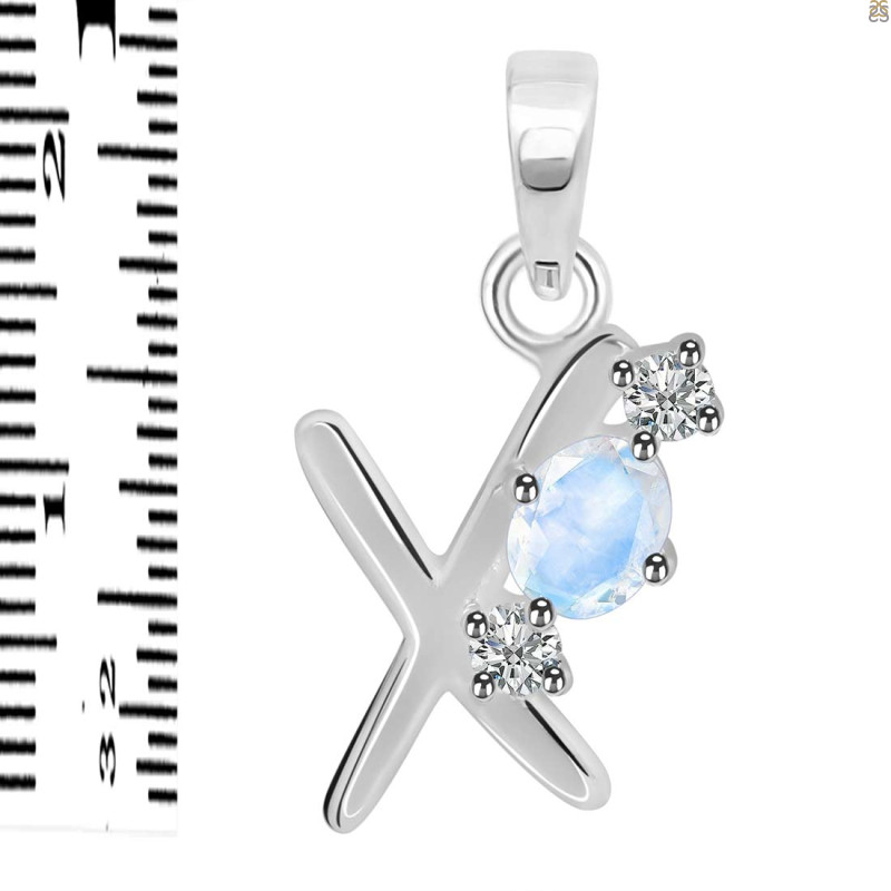 Moonstone & White Topaz Alphabet X Pendant RBM-RDA-76.