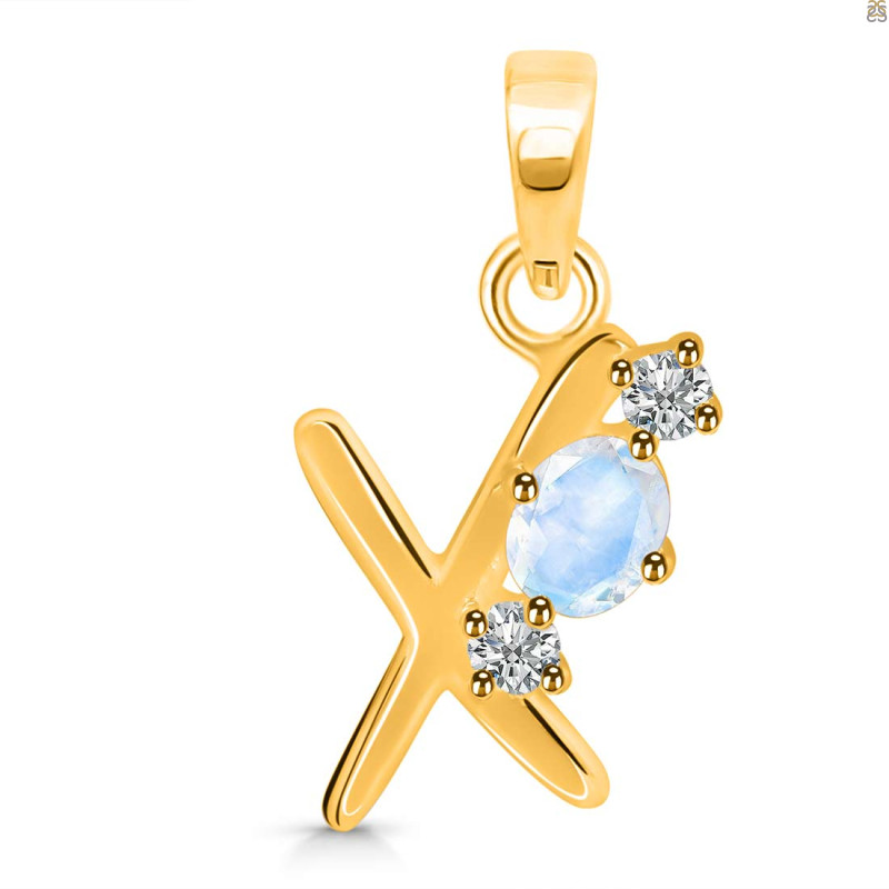 Moonstone & White Topaz Alphabet X Pendant RBM-RDA-76.