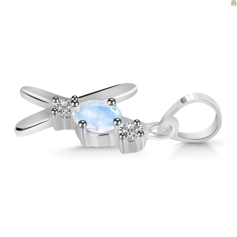 Moonstone & White Topaz Alphabet X Pendant