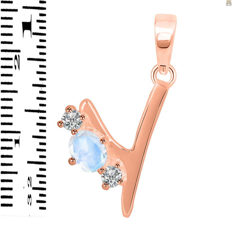 Moonstone & White Topaz Alphabet Y Pendant RBM-RDA-77.