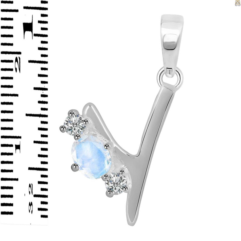 Moonstone & White Topaz Alphabet Y Pendant RBM-RDA-77.