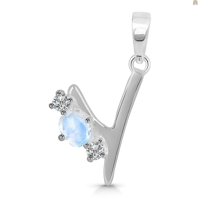 Moonstone & White Topaz Alphabet Y Pendant RBM-RDA-77.