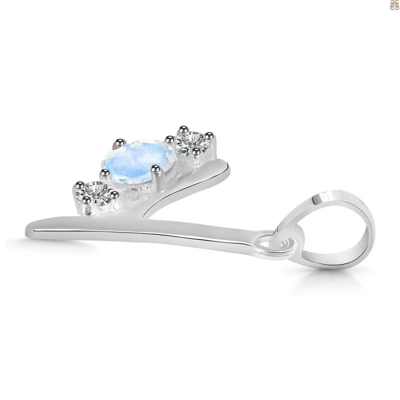 Moonstone & White Topaz Alphabet Y Pendant
