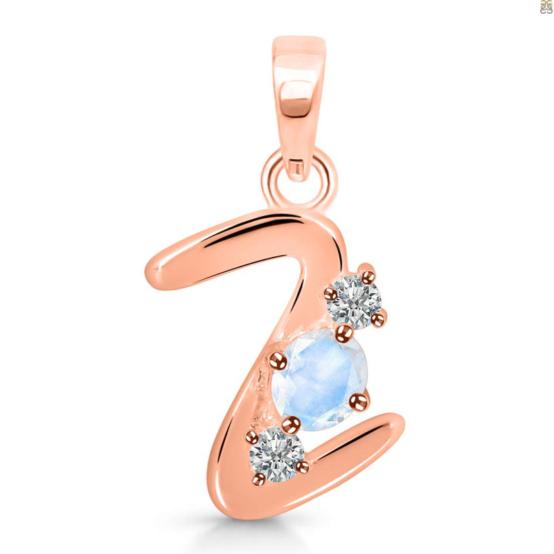 Moonstone & White Topaz Alphabet Z Pendant RBM-RDA-78.