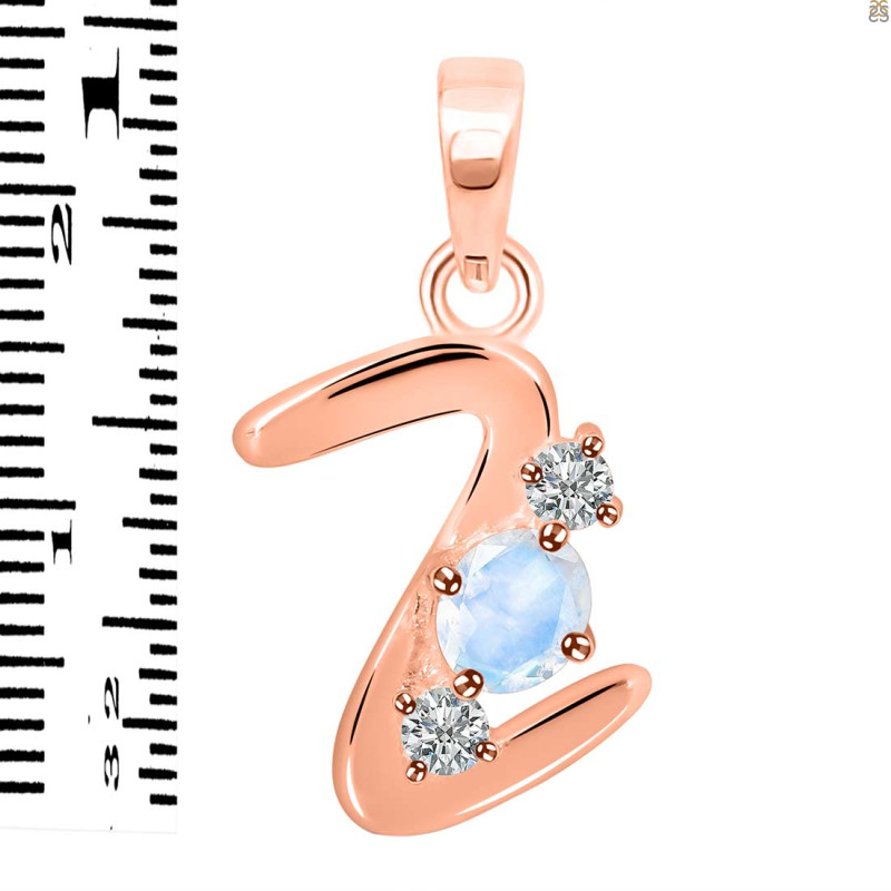 Moonstone & White Topaz Alphabet Z Pendant RBM-RDA-78.