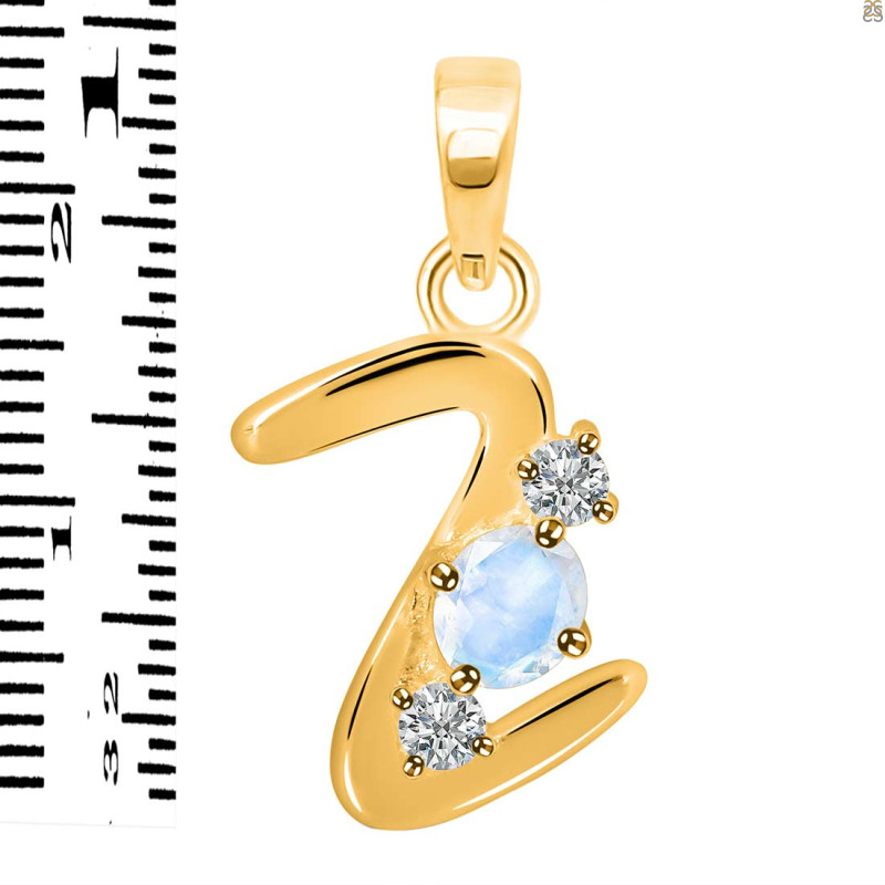 Moonstone & White Topaz Alphabet Z Pendant RBM-RDA-78.