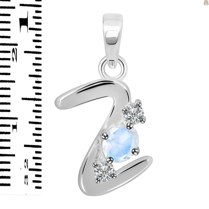 Moonstone & White Topaz Alphabet Z Pendant RBM-RDA-78.
