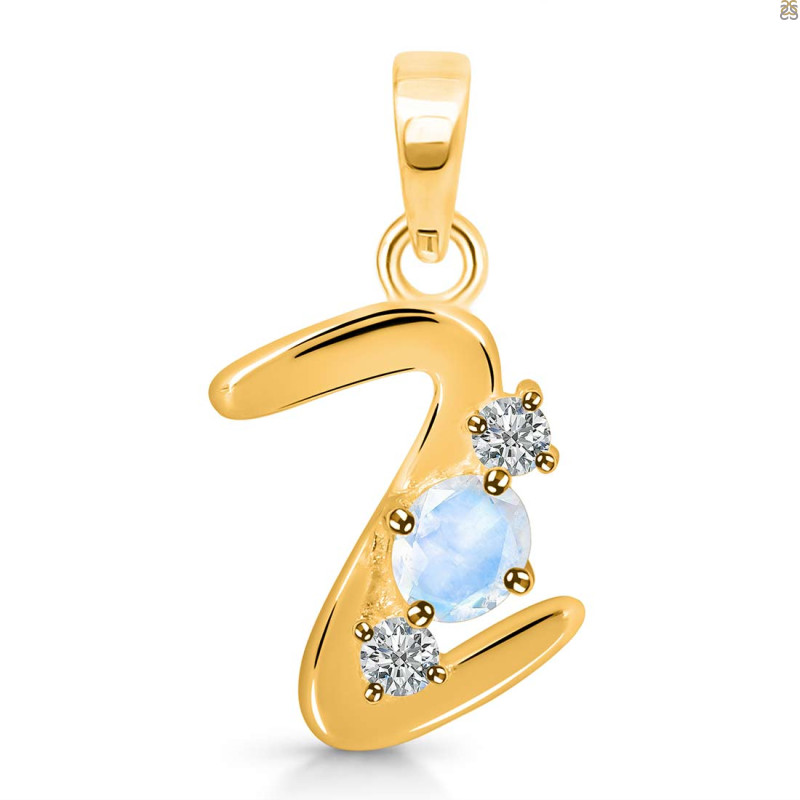 Moonstone & White Topaz Alphabet Z Pendant RBM-RDA-78.