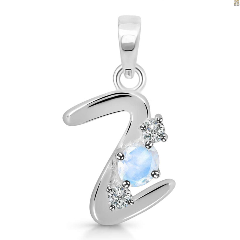 Moonstone & White Topaz Alphabet Z Pendant RBM-RDA-78.