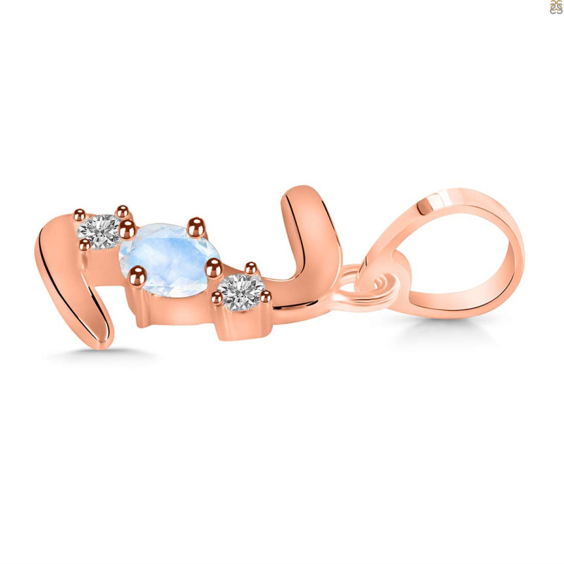 Moonstone & White Topaz Alphabet Z Pendant RBM-RDA-78.