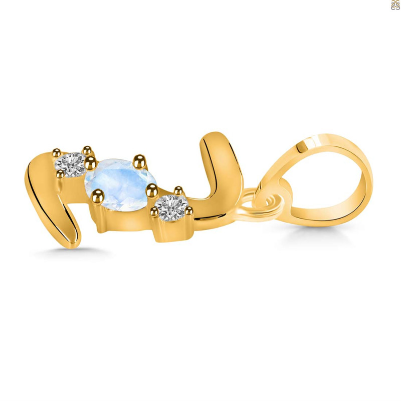 Moonstone & White Topaz Alphabet Z Pendant RBM-RDA-78.