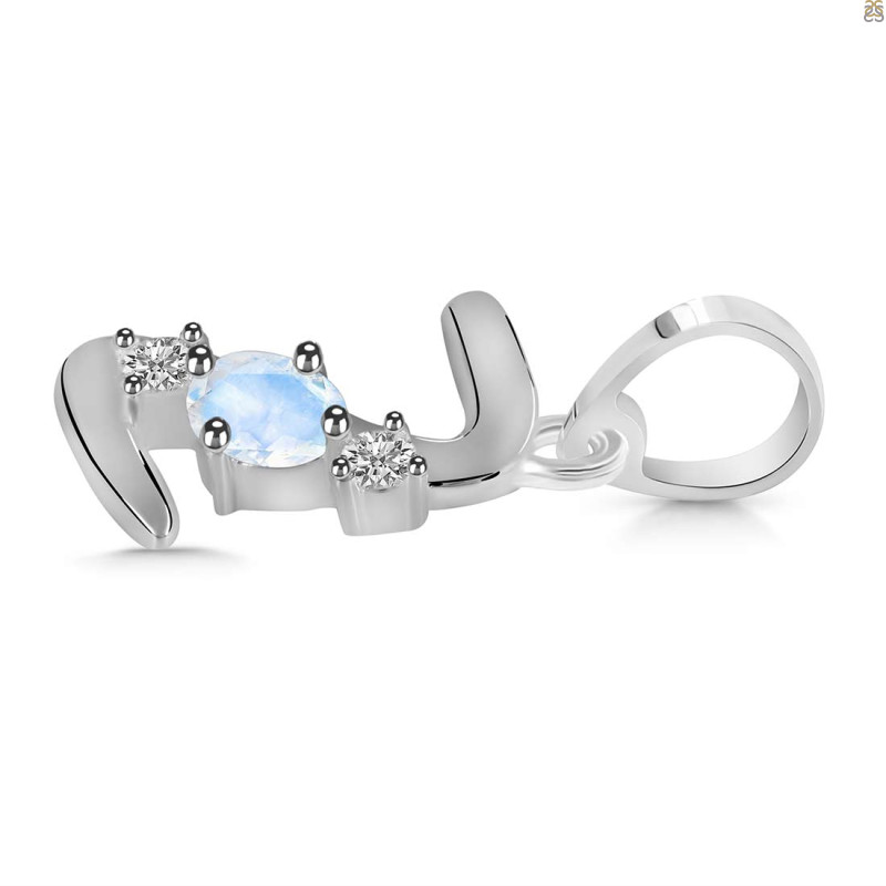 Moonstone & White Topaz Alphabet Z Pendant