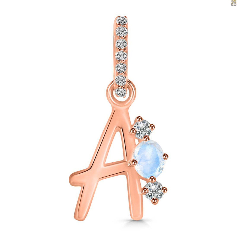 Moonstone & White Topaz Alphabet A Pendant RBM-RDA-79.