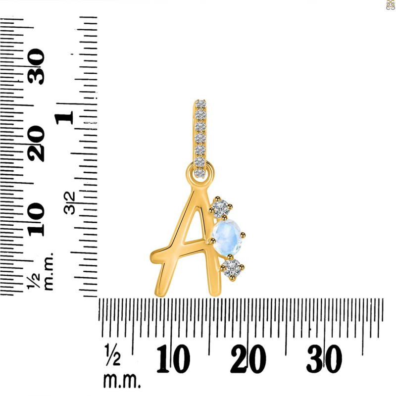 Moonstone & White Topaz Alphabet A Pendant RBM-RDA-79.
