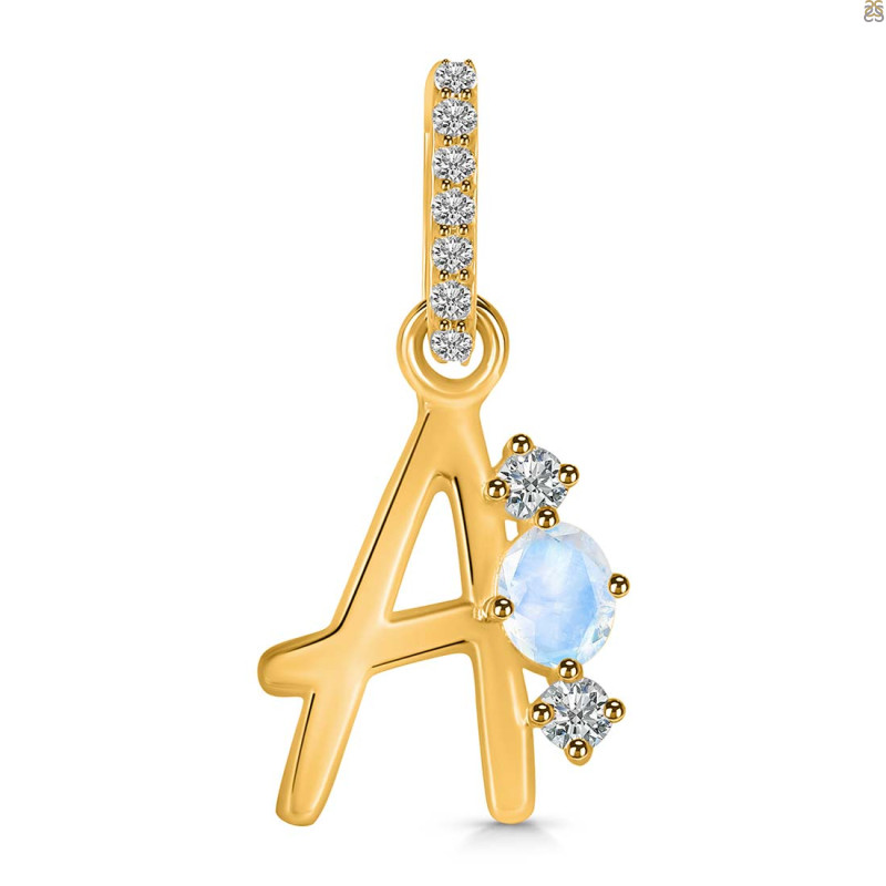 Moonstone & White Topaz Alphabet A Pendant RBM-RDA-79.
