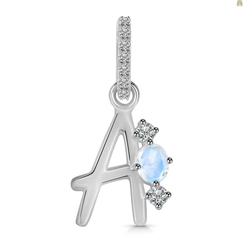 Moonstone & White Topaz Alphabet A Pendant RBM-RDA-79.