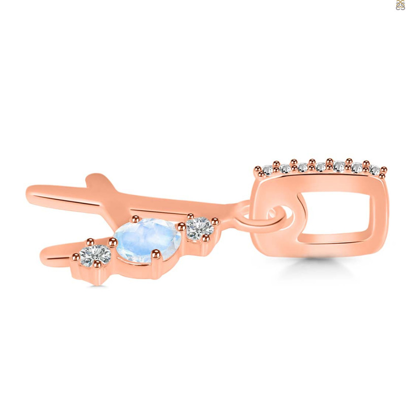 Moonstone & White Topaz Alphabet A Pendant RBM-RDA-79.
