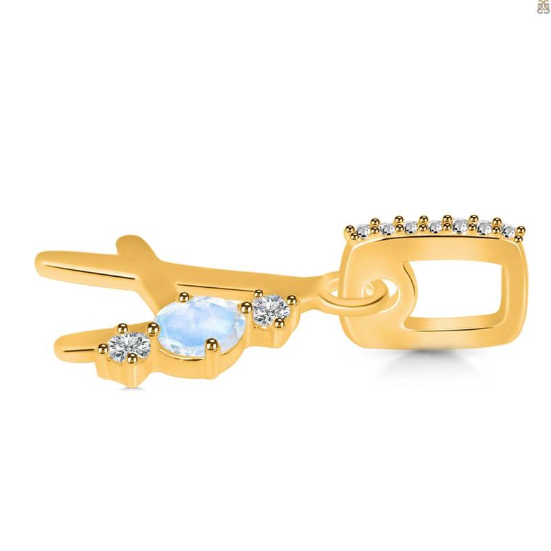 Moonstone & White Topaz Alphabet A Pendant RBM-RDA-79.