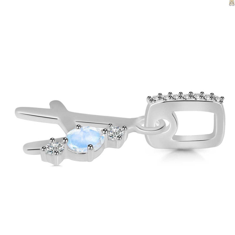 Moonstone & White Topaz Alphabet A Pendant