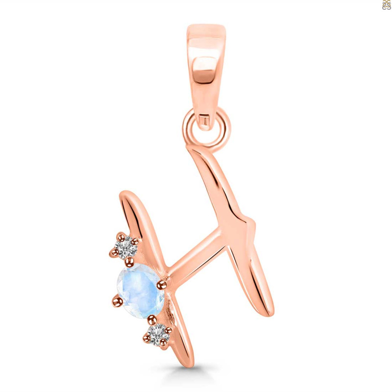 Moonstone & White Topaz Alphabet H Pendant RBM-RDA-8.
