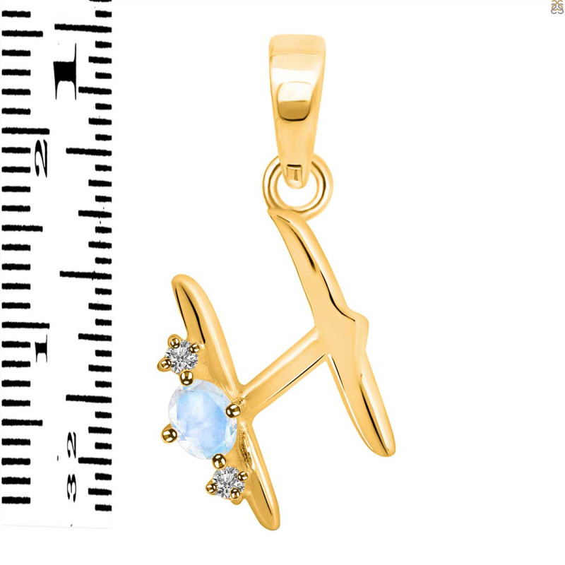 Moonstone & White Topaz Alphabet H Pendant RBM-RDA-8.