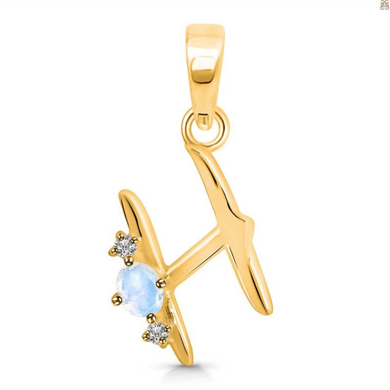 Moonstone & White Topaz Alphabet H Pendant RBM-RDA-8.