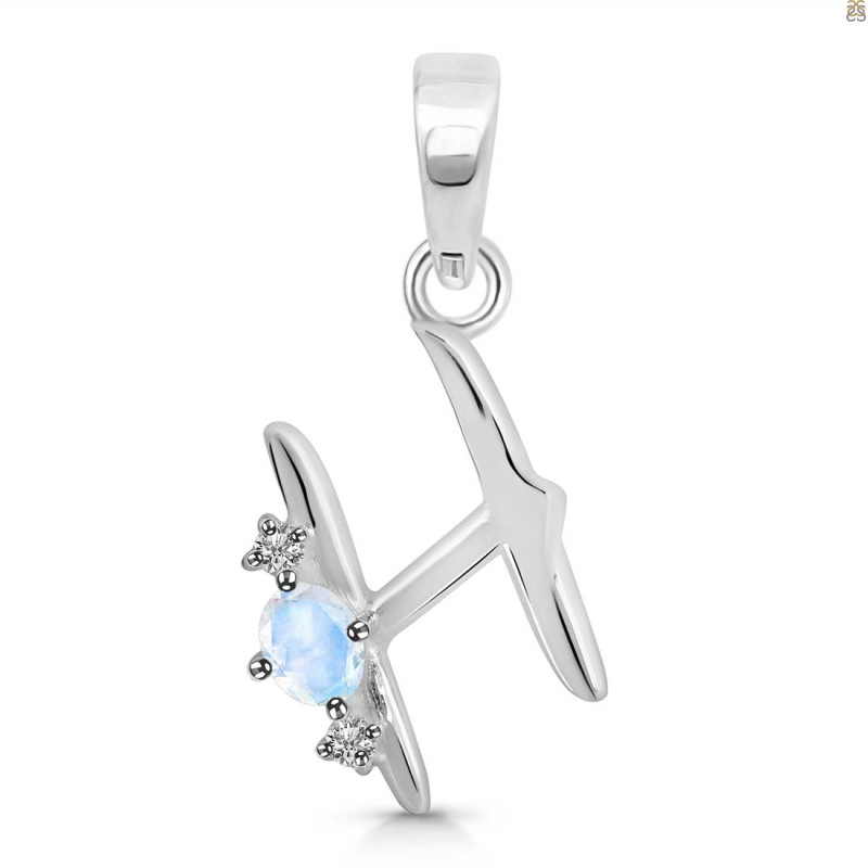 Moonstone & White Topaz Alphabet H Pendant RBM-RDA-8.