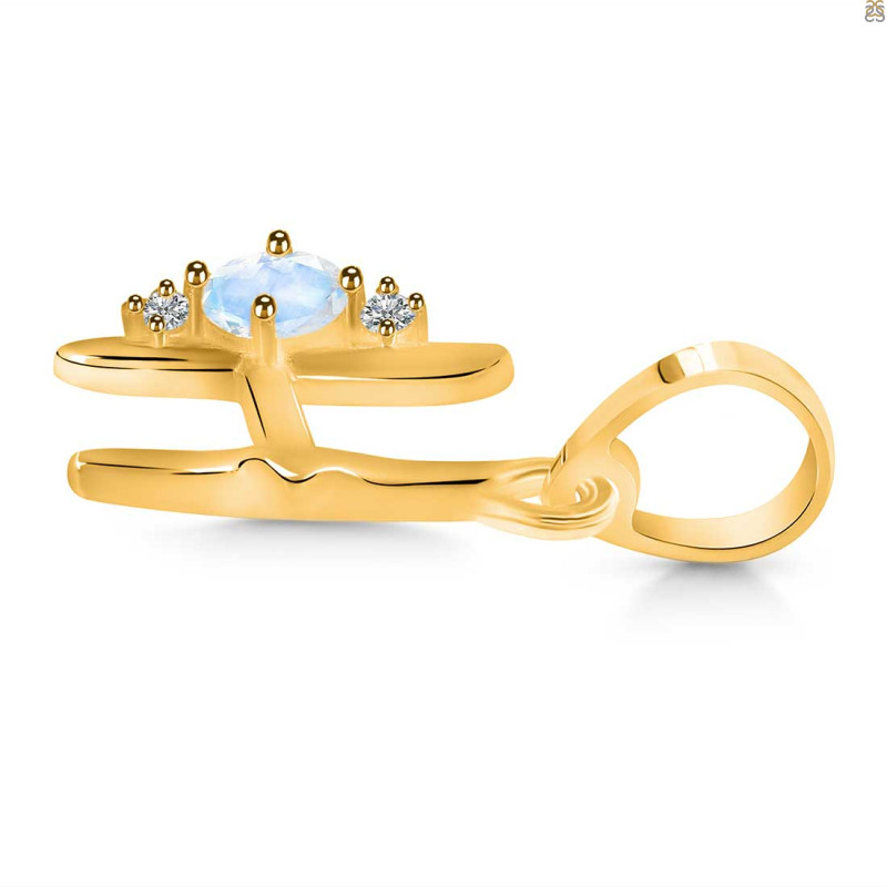 Moonstone & White Topaz Alphabet H Pendant RBM-RDA-8.