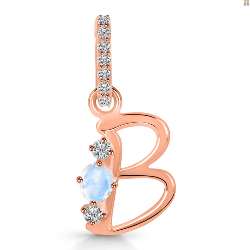 Moonstone & White Topaz Alphabet B Pendant RBM-RDA-80.