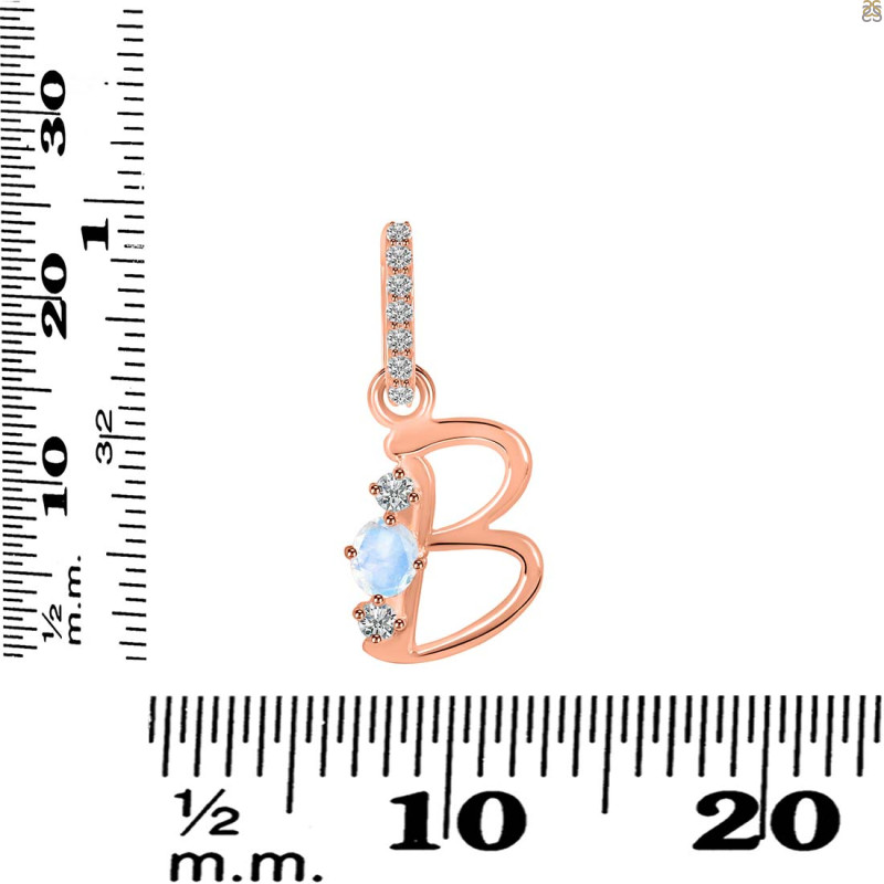 Moonstone & White Topaz Alphabet B Pendant RBM-RDA-80.