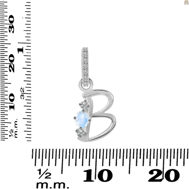 Moonstone & White Topaz Alphabet B Pendant RBM-RDA-80.