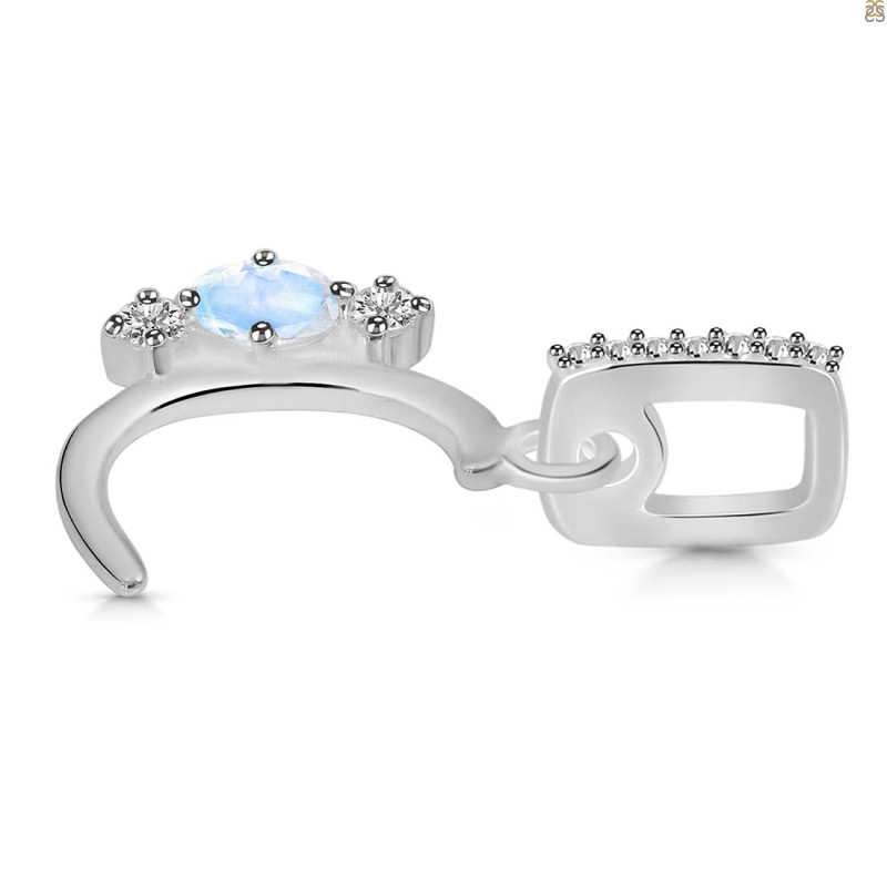 Moonstone & White Topaz Alphabet C Pendant