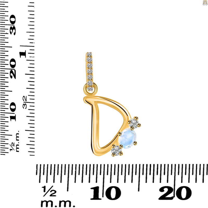 Moonstone & White Topaz Alphabet D Pendant RBM-RDA-82.