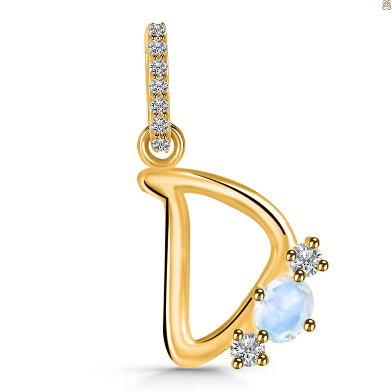 Moonstone & White Topaz Alphabet D Pendant RBM-RDA-82.