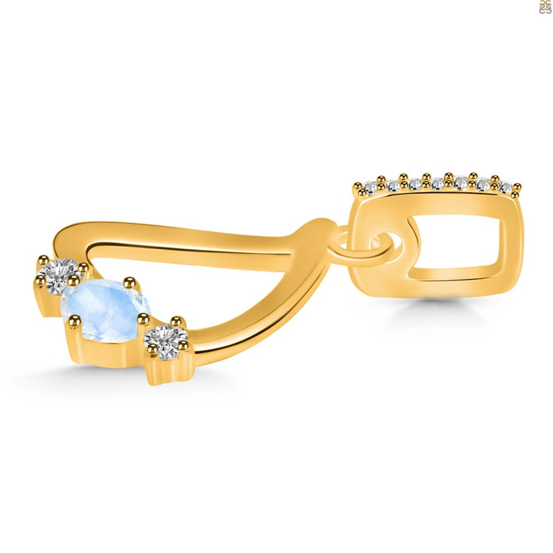 Moonstone & White Topaz Alphabet D Pendant RBM-RDA-82.