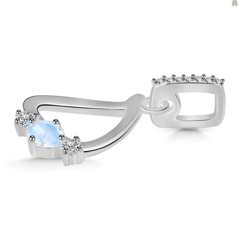 Moonstone & White Topaz Alphabet D Pendant