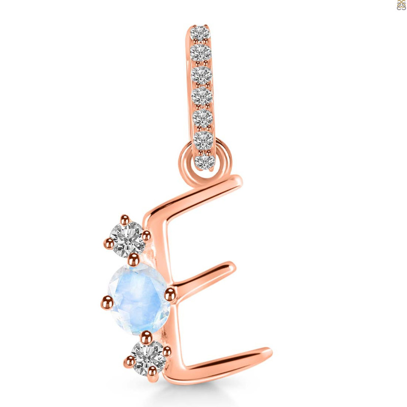 Moonstone & White Topaz Alphabet E Pendant RBM-RDA-83.