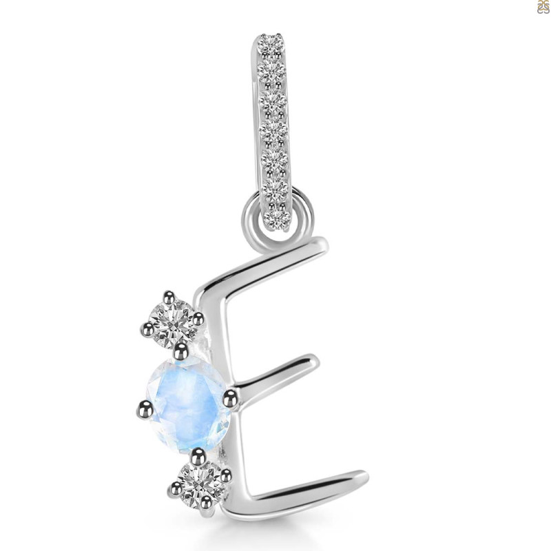 Moonstone & White Topaz Alphabet E Pendant RBM-RDA-83.