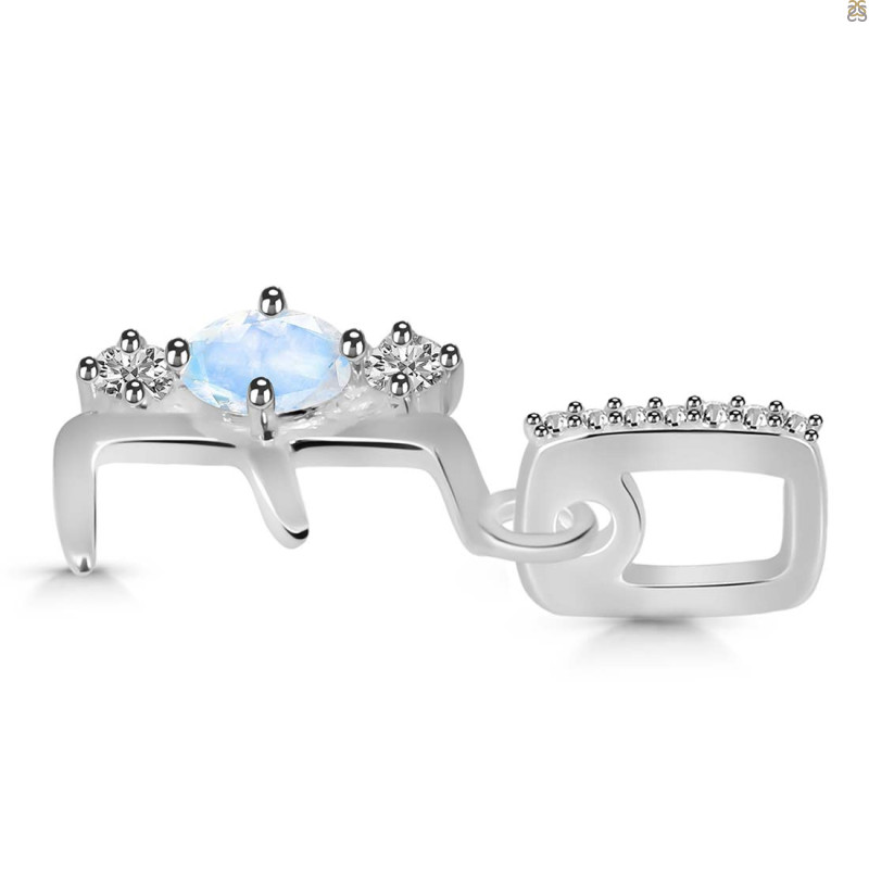 Moonstone & White Topaz Alphabet E Pendant