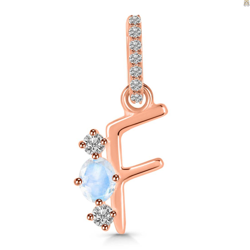 Moonstone & White Topaz Alphabet F Pendant RBM-RDA-84.