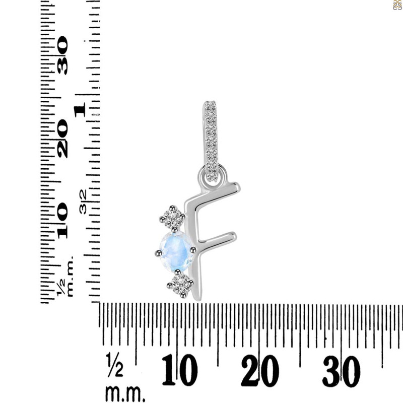 Moonstone & White Topaz Alphabet F Pendant RBM-RDA-84.