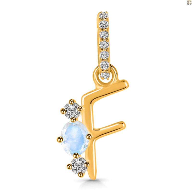 Moonstone & White Topaz Alphabet F Pendant RBM-RDA-84.