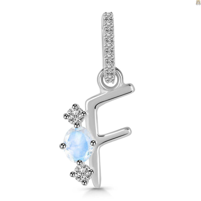 Moonstone & White Topaz Alphabet F Pendant RBM-RDA-84.