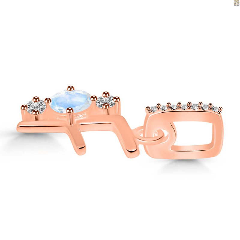 Moonstone & White Topaz Alphabet F Pendant RBM-RDA-84.