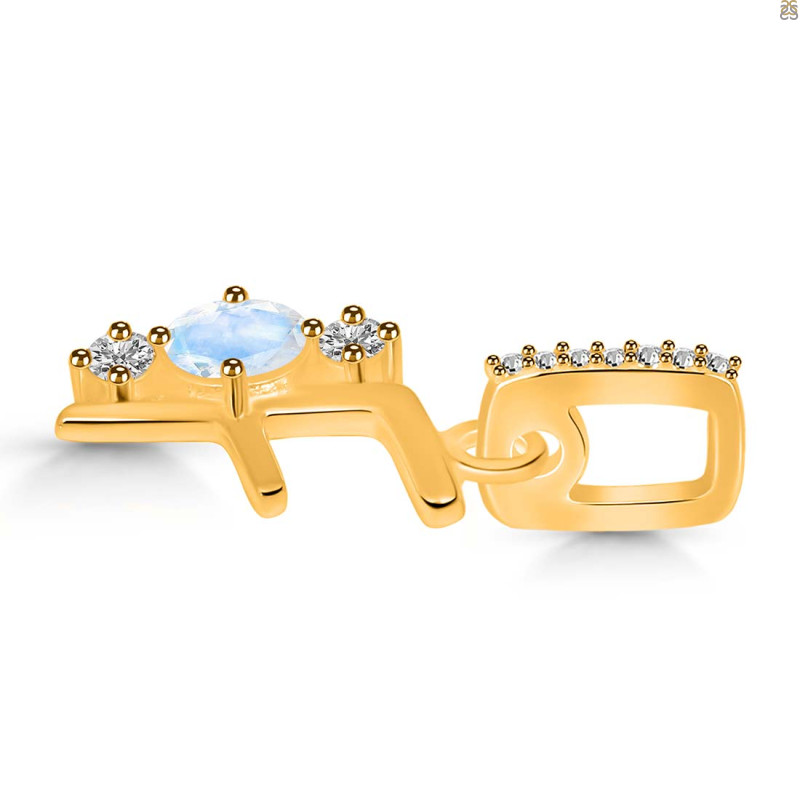 Moonstone & White Topaz Alphabet F Pendant RBM-RDA-84.