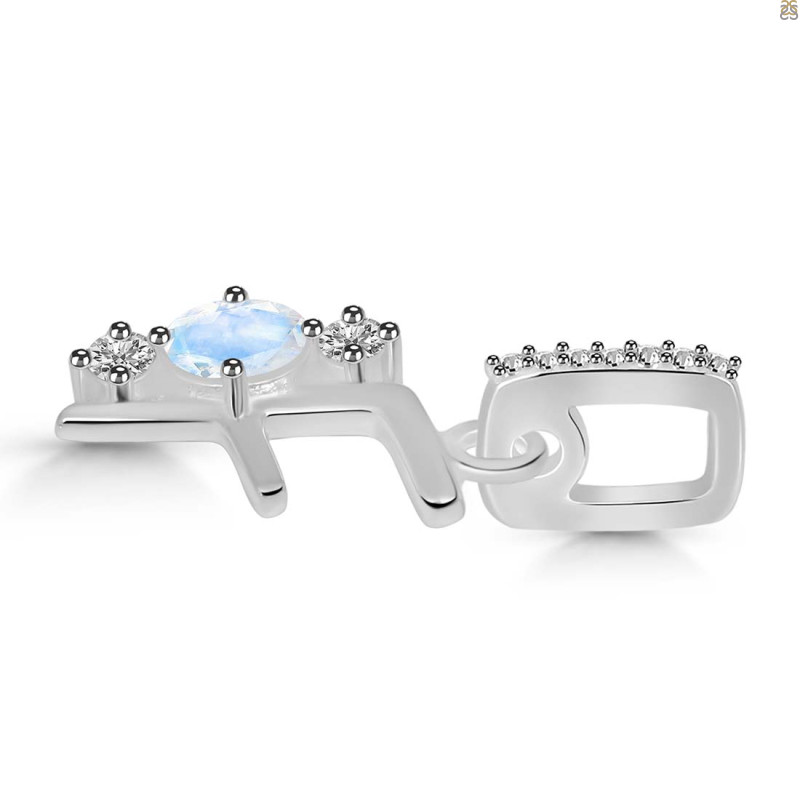 Moonstone & White Topaz Alphabet F Pendant