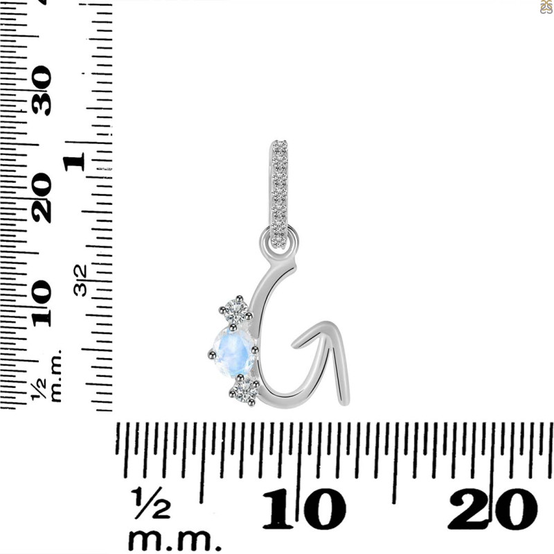 Moonstone & White Topaz Alphabet G Pendant RBM-RDA-85.